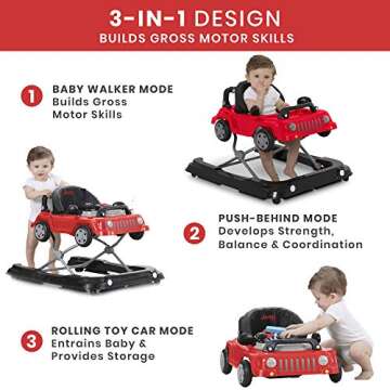 Jeep Classic Wrangler 3-in-1 Grow with Me Walker by Delta Children - Red