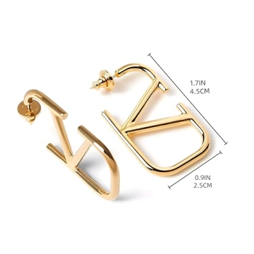 Luxurious 18K Gold V-Shaped Geometric Earrings for Women