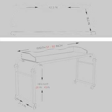 UNICOO® Adjustable Overbed Table, Over the Bed Table with Wheels, Medical Overbed Table with Wheels...