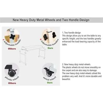 UNICOO® Adjustable Overbed Table, Over the Bed Table with Wheels, Medical Overbed Table with Wheels Adjustable Height, Rolling Desk for Full/Queen/King Bed, Sturdy Wood & Steel Frame (Ancient Oak 202)