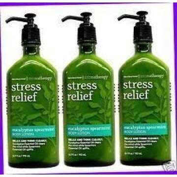 Bath & Body Works Aromatherapy Stress Relief Eucalyptus Spearmint Lotion 6.7 Fl Oz Each (3 Pack)