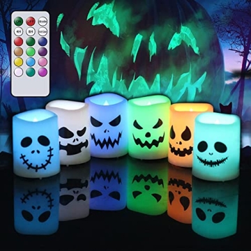 Color Changing Flameless Halloween Candles - 6 Pack