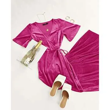 Stylish MEROKEETY Velvet Maxi Dress for weddings and parties