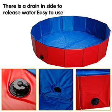 Erfo Foldable Pet Swimming Pool Red Portable Pet Pools Foldable Dog Pool Collapsible Swimming Pool for Dogs (120cm*30cm(47in.D *12in.H))
