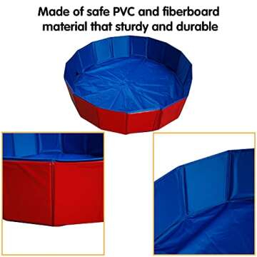 Erfo Foldable Pet Swimming Pool Red Portable Pet Pools Foldable Dog Pool Collapsible Swimming Pool for Dogs (120cm*30cm(47in.D *12in.H))