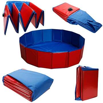 Erfo Foldable Pet Swimming Pool Red Portable Pet Pools Foldable Dog Pool Collapsible Swimming Pool for Dogs (120cm*30cm(47in.D *12in.H))
