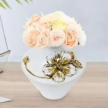 Fenteer Ceramic White Flower Vase for Elegant Home Decor