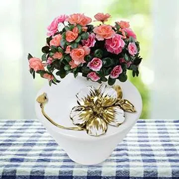 Fenteer Ceramic White Flower Vase for Elegant Home Decor