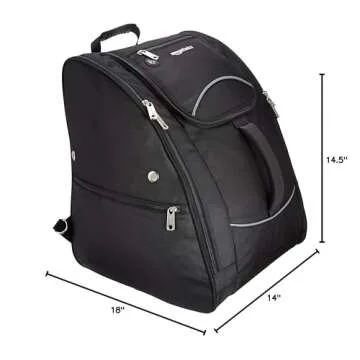Amazon Basics Waterproof Ski Boot Bag, One-Size, Black, Solid, 14 x 18 x 14.5 Inches