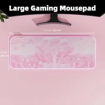 Stylish Pink RGB Gaming Mouse Pad with Cherry Blossom Design