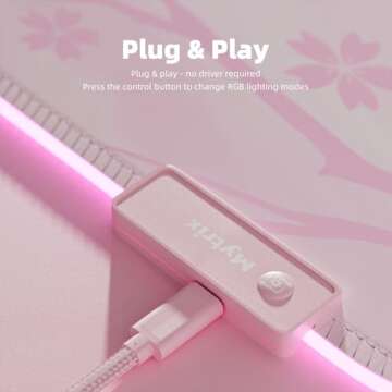 Stylish Pink RGB Gaming Mouse Pad with Cherry Blossom Design