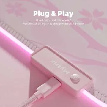 Stylish Pink RGB Gaming Mouse Pad with Cherry Blossom Design