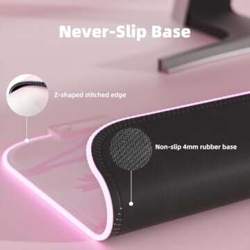 Stylish Pink RGB Gaming Mouse Pad with Cherry Blossom Design