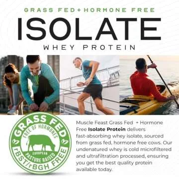 Muscle Feast Grass-Fed Whey Protein Isolate, All Natural Hormone Free Pasture Raised, Chocolate, 5lb