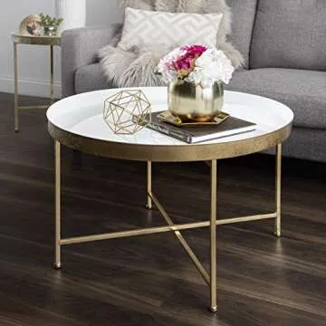 Kate and Laurel Celia Coffee Table - Chic Modern Accent Table with Gold Leaf