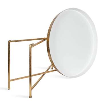 Kate and Laurel Celia Modern Glam Round Metal Coffee Table, 28.25" x 28.25" x 19", White and Gold Leaf, Chic Sophisticated Accent Table