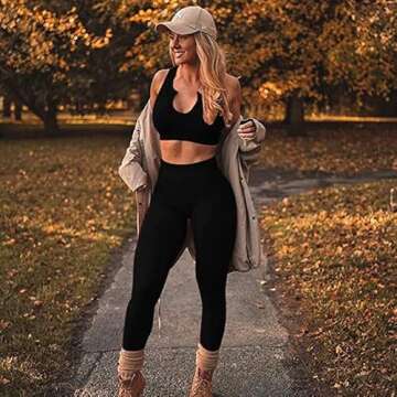 QINSEN Seamless Workout Set for Active Women 3 Piece Leggings