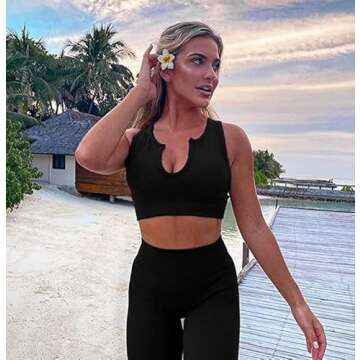 QINSEN Seamless Workout Set for Active Women 3 Piece Leggings