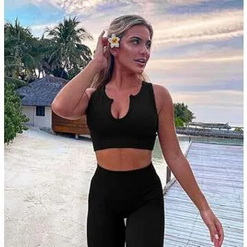 QINSEN Seamless Workout Set for Active Women 3 Piece Leggings