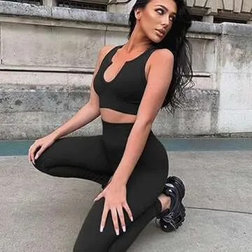 QINSEN Seamless Workout Set for Active Women 3 Piece Leggings