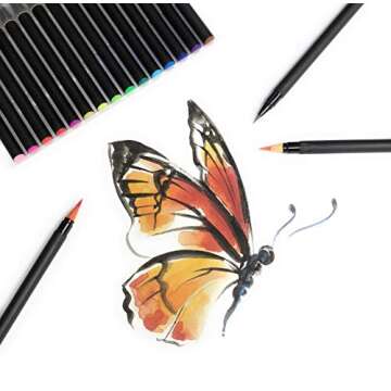 Watercolor Brush Pens Set, 20 Color Markers + BONUS Sketch Pad & Refillable Water Pen, Soft Tip for Art, Drawing, Coloring Page, Calligraphy, Sketching and Paint Effects, Non-Toxic, Water Based