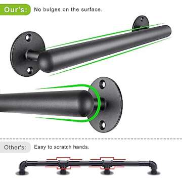 Dolibest 27 Inch Wall Mount Metal Handrail, Staircase Step Handrail, Non-Slip Safety Grab Handle, Ba...