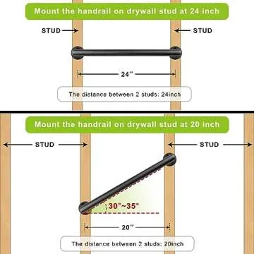 Dolibest 27 Inch Wall Mount Metal Handrail, Staircase Step Handrail, Non-Slip Safety Grab Handle, Barrier-Free Staircase Grab Handle for Elderly, Indoor & Outdoor Use, 1.3 Inch Round