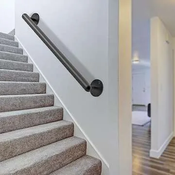 Dolibest 27 Inch Wall Mount Metal Handrail, Staircase Step Handrail, Non-Slip Safety Grab Handle, Barrier-Free Staircase Grab Handle for Elderly, Indoor & Outdoor Use, 1.3 Inch Round
