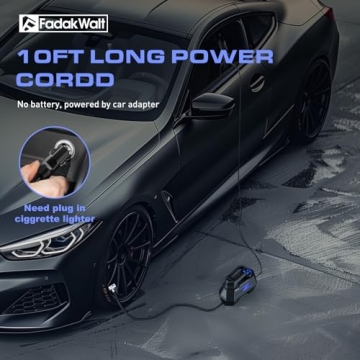 FADAKWALT Tire Inflator Portable Air Compressor, DC 12V Tire Air Pump with LED and 150PSI Digital Pressure Gauge, Portable Tire Inflator for Car Tires, Motorcycles, Bike, Ball (Blue)