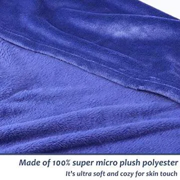 Solaris Wearable Fleece Blanket with Sleeves and Neck Snap Button for Adult Women Men - Warm Cozy Gift, Snuggy Body Throw Blanket for Home Office, Blue