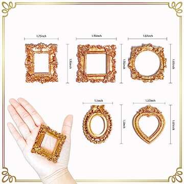 25pcs Gold Vintage Resin Mini Antique Photo Frame - DIY Small Picture Frame for Jewelry Display, Pho...