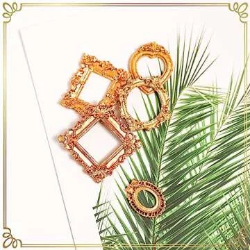 25pcs Gold Vintage Resin Mini Antique Photo Frame - DIY Small Picture Frame for Jewelry Display, Photography & Wall Decor