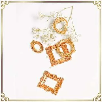 25pcs Gold Vintage Resin Mini Antique Photo Frame - DIY Small Picture Frame for Jewelry Display, Photography & Wall Decor