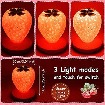 Mudder Strawberry Night Light Cute Silicone Strawberry Lamp LED Decorative Night Light Kawaii Strawb...