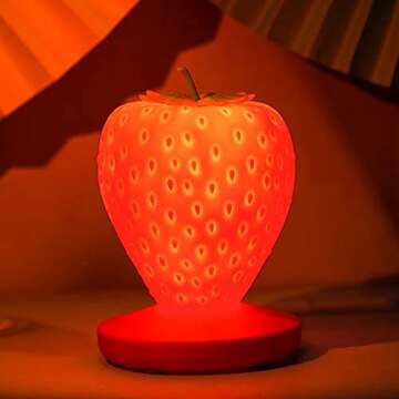 Mudder Strawberry Night Light Cute Silicone Strawberry Lamp LED Decorative Night Light Kawaii Strawberry Gifts 3 Modes Touch Gift for Room Decor(Red)
