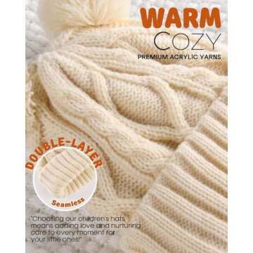 FURTALK Toddler Winter Hat with Pom Poms - Warm & Cute