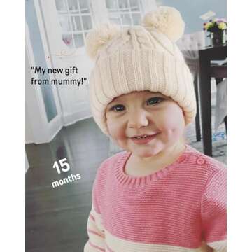 FURTALK Toddler Winter Hat with Pom Poms - Warm & Cute