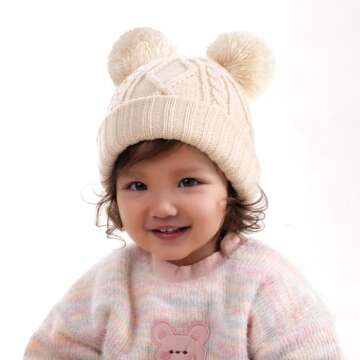 FURTALK Toddler Winter Hat with Pom Poms - Warm & Cute