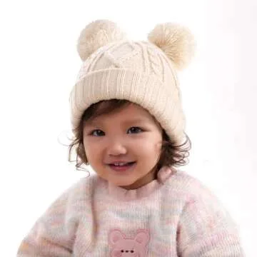 FURTALK Toddler Winter Hat with Pom Poms - Warm & Cute