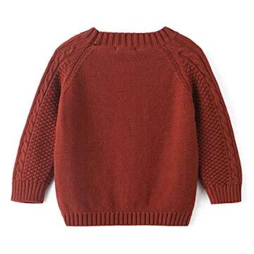 Curipeer Baby Boys Cable Knit Sweater Long Sleeve Solid Pullover Toddler Crew Neck Fall