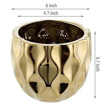 MyGift 6-Inch Gold Ceramic Indoor Plant Pot