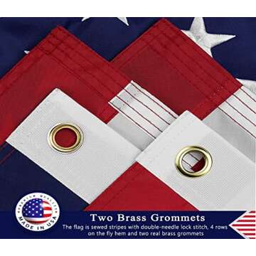 American Flag 4x6 ft for Outside Made in USA, Longest Lasting, Heavy Duty, Embroidered Stars, Sewn S...