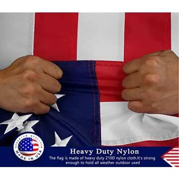 American Flag 4x6 ft for Outside Made in USA, Longest Lasting, Heavy Duty, Embroidered Stars, Sewn Stripes, Brass Grommets, Fade Resistant US Outdoor Flags