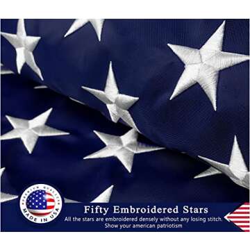 American Flag 4x6 ft for Outside Made in USA, Longest Lasting, Heavy Duty, Embroidered Stars, Sewn Stripes, Brass Grommets, Fade Resistant US Outdoor Flags