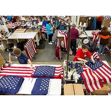 American Flag 4x6 ft for Outside Made in USA, Longest Lasting, Heavy Duty, Embroidered Stars, Sewn Stripes, Brass Grommets, Fade Resistant US Outdoor Flags