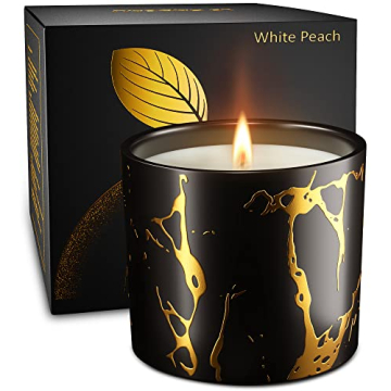 Scented Candles, Premium Peach Amber Candles for Home Scented, 7oz Large Fall Aromatherapy Candle, S...