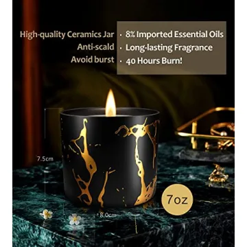Premium Peach Amber Candle Gift for Women, 35hrs Burn
