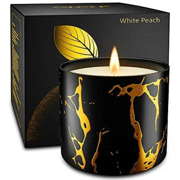 Premium Peach Amber Candle Gift for Women, 35hrs Burn