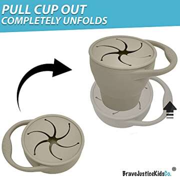 BraveJusticeKidsCo | Snack Attack Snack Cup | Collapsible Silicone Snack Container | Toddler and Bab...