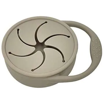 BraveJusticeKidsCo | Snack Attack Snack Cup | Collapsible Silicone Snack Container | Toddler and Baby Snack Catcher Lid (Fog)